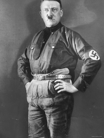 German Nazi Leader Adolf Hitler Wearing Lederhosen and Shirt with Party Swastika Armband