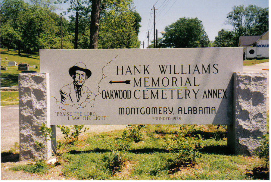 Hank Williams Memorial Cemetery sign