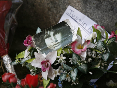 Jim Morrison's Grave at Pere Lachaise Cemetery, Paris, France, Europe