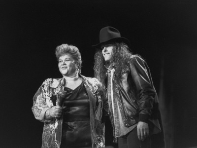 Etta James Performing with Ted Nugent on Stage at Country-Rock Crossover Concert in the Silverdome